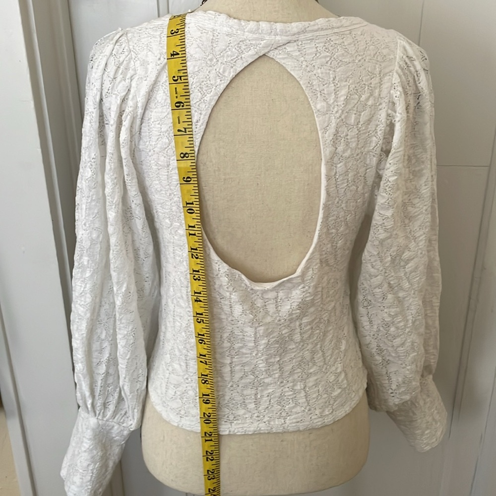 Free People Jasmine Floral Lace White Boho Puff Sleeve, Open Back,size Medium - Picture 5 of 7
